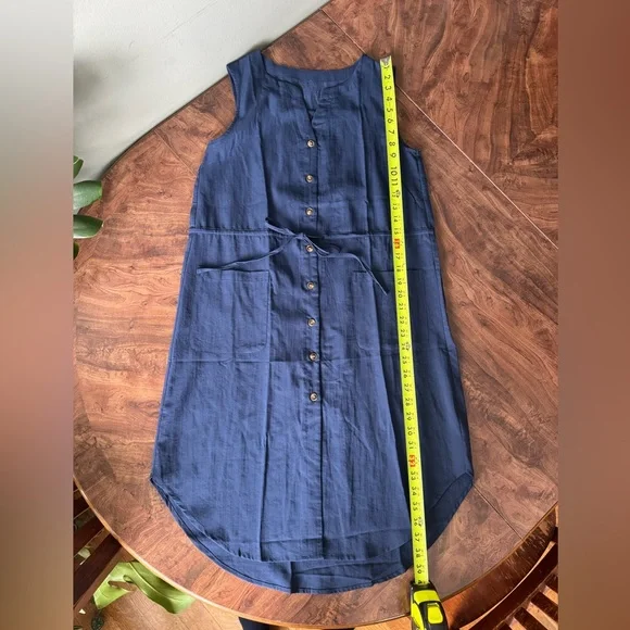 Navy Sleeveless Button-Front Midi Dress - Picture 6 of 10